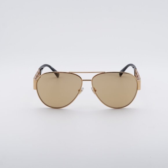 Versace VE2289 1002D8 Sunglasses Gold Aviator Frame, Light Yellow Mirror Lenses - Picture 2 of 9